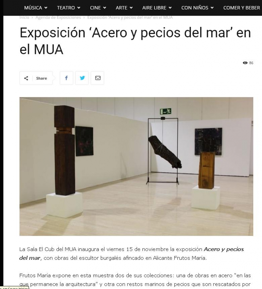 Alicanteout publica El artista Frutos María inaugura hoy en el MUA la muestra Acero y pecios del mar